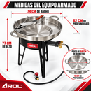 Kit Completo para Discada con Disco Comal, Base y Quemador Doble Aro, 58 cm y 80,000 BTU – SCI-E80-58A Gas LP AROL