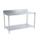 Mesa de Trabajo Industrial AROL con Respaldo y Entrepaño en Acero Inoxidable 180 x 70 x 90 cm