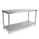 Mesa de Trabajo Industrial AROL con Entrepaño en Acero Inoxidable 210 x 70 x 90 cm
