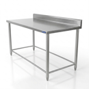 Mesa de Trabajo Industrial AROL con Respaldo en Acero Inoxidable 210 x 70 x 90 cm