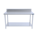 Mesa de Trabajo Industrial AROL con Respaldo y Entrepaño en Acero Inoxidable 180 x 70 x 90 cm