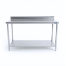 Mesa de Trabajo Industrial AROL con Respaldo y Entrepaño en Acero Inoxidable 210 x 70 x 90 cm