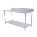 Mesa de Trabajo Industrial AROL con Respaldo y Entrepaño en Acero Inoxidable 210 x 70 x 90 cm