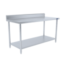 Mesa de Trabajo Industrial AROL con Respaldo y Entrepaño en Acero Inoxidable 210 x 70 x 90 cm