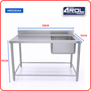 Fregadero Industrial AROL 1 Tarja Derecha en Acero Inoxidable 138 x 70 x 90 cm