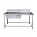 Fregadero Industrial AROL 2 Tarjas Izquierdas en Acero Inoxidable 180 x 70 x 90 cm