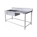 Fregadero Industrial AROL 2 Tarjas Izquierdas en Acero Inoxidable 180 x 70 x 90 cm