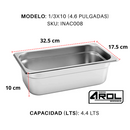 Inserto Acero Inoxidable TERCIO 1/3 x 100 Mm - Electrodomesticos Olvera