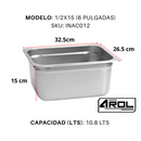 Inserto Contenedor Acero Inoxidable Con Tapa Medio 1/2x15 cm AROL NSF