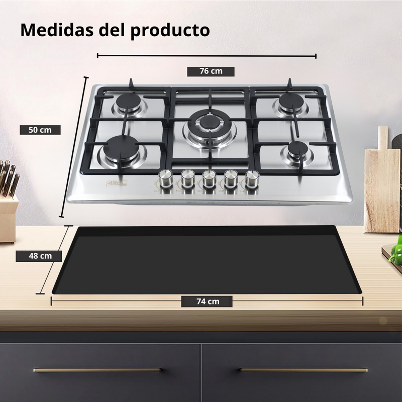 Combo Parrilla y Campana Extractora Slim 80 cm Acero Inoxidable AROL P-IN5Q76 y CSI-80AI