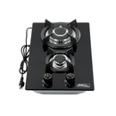 Parrilla a Gas 2 Quemadores, 1 cm Vidrio Templado, Empotrable, Caja Negra P-CN2Q31