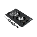 Parrilla a Gas 2 Quemadores, 1 cm Vidrio Templado, Empotrable, Caja Negra P-CN2Q31