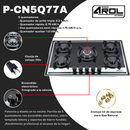 Parrilla de Gas Vidrio Templado 5 Quemadores AROL P-CN5Q77A