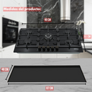 Combo Parrilla Empotrable 5 Quemadores P-CN5Q87A y Campana Extractora 90 cm C-BL2F90 Vidrio Negro AROL