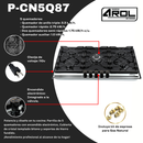 Parrilla 5 Quemadores 90 cm, Bitonio, Caja Negra P-CN5Q87