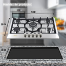 Parrilla Empotrable 5 Quemadores Acero Inoxidable AROL P-IN5Q76A v2