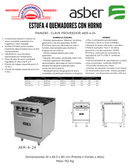 Estufa 4 Quemadores Con Horno Asber