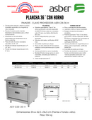 Plancha 36¨ Con Horno Asber AER-G36-36-H