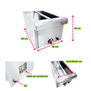 Baño María Entero AROL de Acero Inoxidable, con Separador, 60x35x30 cm