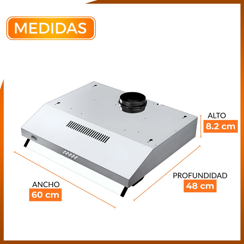 Campana Extractora, 60cm, Acero Inoxidable, Tipo Slim, AROL Modelo CSI-60AI