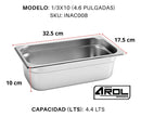 Inserto Contenedor De Acero Inoxidable 1/3x10cm Caja 6 Pzs