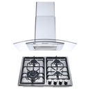 Combo Parrilla 4 Quemadores y Campana 60 cm, Acero Inoxidable y Vidrio, P-IN4Q59B y C-AC1F60