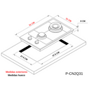 Parrilla de Gas de 2 Quemadores, Vidrio Templado, Empotrable, 31cm, AROL P-CN2Q31