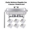 Chafer Bufetera Plegable Completo con Certificación NSF y 6 Insertos 1/6 x 6 cm