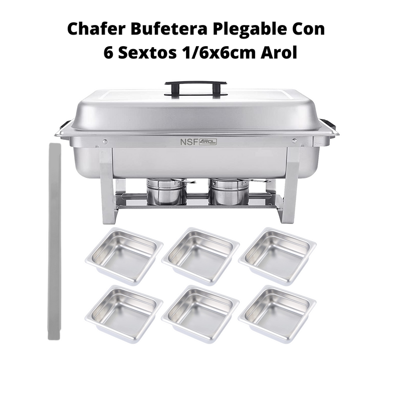 Chafer Bufetera Plegable Con 6 1/6 Sextos 9.5 Lts Nsf Arol