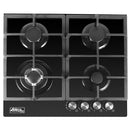Parrilla de Gas de 4 Quemadores, Vidrio Templado, Empotrable, 59cm, AROL P-CN4Q60