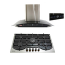 Combo Parrilla 5 Quemadores Vidrio Templado P-CN5Q87 y Campana Extractora Tulipan - Electrodomesticos Olvera