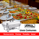 Chafer Bufetera AROL Plegable con 4 Insertos 1/4, 9.5 Lts, Acero Inoxidable, Certificación NSF