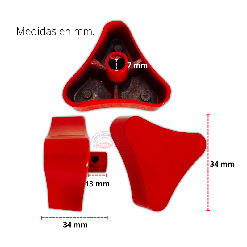 Perilla Triangular Grande Con Opresor Roja