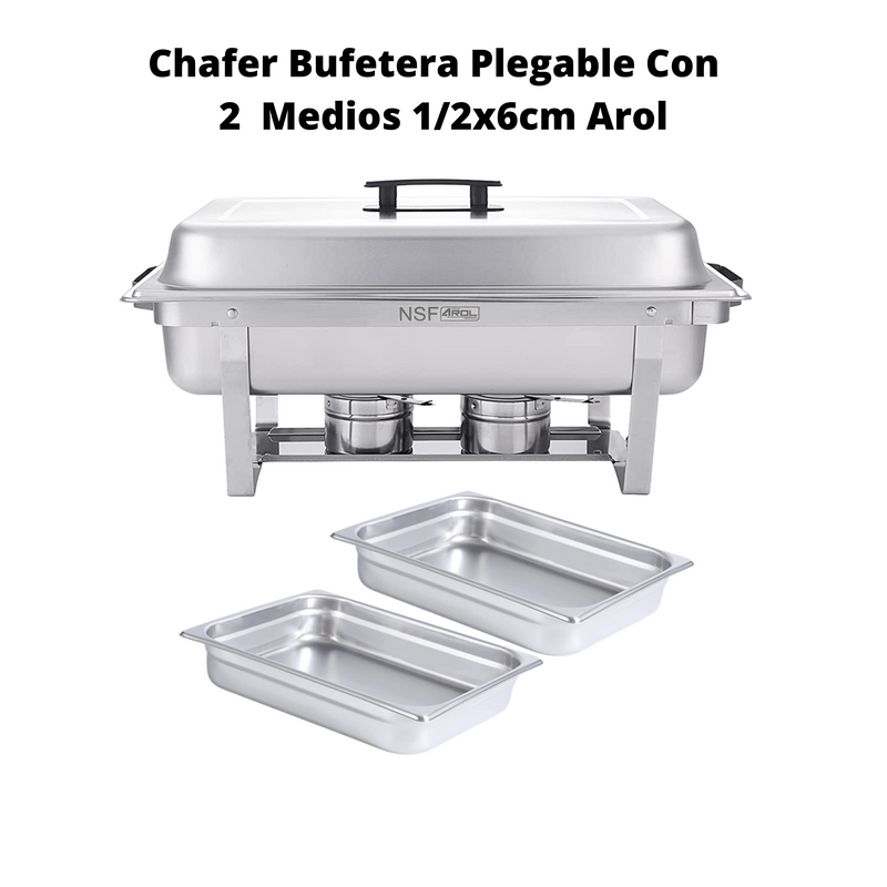 Chafer Bufetera Plegable Completo Con Certificación Nsf Y 2 Insertos 1/2x6cm - Electrodomesticos Olvera