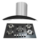 Combo Parrilla 5 Quem 77cm Campana Táctil Cristal Acero 90cm - Electrodomesticos Olvera