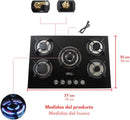 Parrilla de Gas 5 Quemadores Vidrio Templado Empotrable de 77cm Arol P-CN5Q77 - Electrodomesticos Olvera