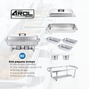 Chafer Bufetera Plegable Completo con Certificación NSF y 3 Insertos 1/3 x 6 cm