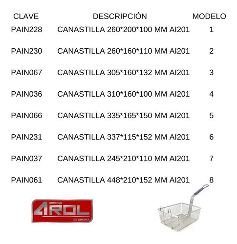 Canastilla P/ Freir 310*160*100 Mm Ai201