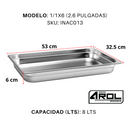 Inserto Acero Inoxidable ENTERO 1/1 x 65 Mm - Electrodomesticos Olvera