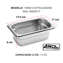 Inserto Acero Inoxidable NOVENO 1/9 x 65 Mm - Electrodomesticos Olvera
