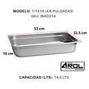 Inserto Acero Inoxidable ENTERO 1/1 x 100 Mm - Electrodomesticos Olvera