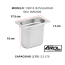 Inserto Acero Inoxidable NOVENO 1/9 x 150 Mm - Electrodomesticos Olvera