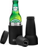AROL Enfriador de Cerveza para Botellas y Latas Portabotellas Portalatas Acero Inoxidable doble capa Aislamiento al vacio(Acero Inoxidable Black)