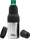 AROL Enfriador de Cerveza para Botellas y Latas Portabotellas Portalatas Acero Inoxidable doble capa Aislamiento al vacio (Acero Inoxidable Silver)